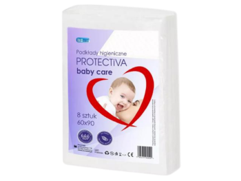 Zdjęcie przedstawia wyrób medyczny PROTECTIVA baby care Podkłady higieniczne, podkładki.