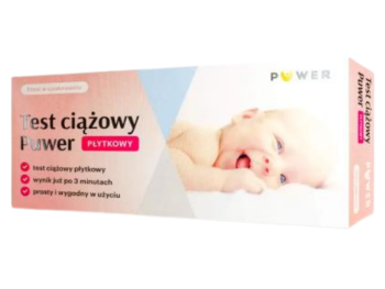 Zdjęcie przedstawia wyrób medyczny PUWER Test ciążowy płytkowy, test diagnostyczny.