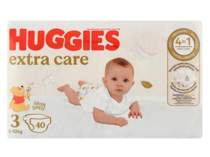 Zdjęcie przedstawia wyrób medyczny HUGGIES Extra Care Jumbo, pieluchy