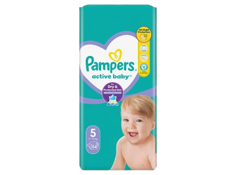 Zdjęcie przedstawia wyrób medyczny Pampers Active Baby, pieluchomajtki.