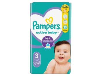 Zdjęcie przedstawia wyrób medyczny Pampers Active Baby, pieluchy.
