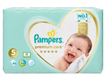 Zdjęcie przedstawia wyrób medyczny Pampers Premium Care Junior 5 Pieluszki (11-16kg), pieluchy.