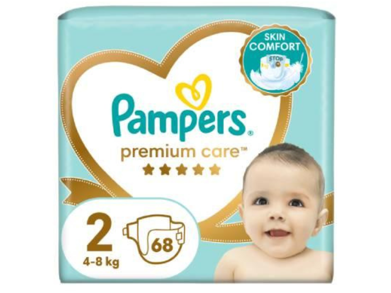 Zdjęcie przedstawia wyrób medyczny Pampers Premium Care Pieluszki dla dzieci rozmiar 2, 4-8kg, pieluchy.