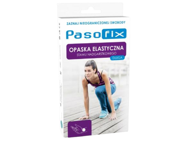 Zdjęcie przedstawia wyrób medyczny PasoFix Opaska elastyczna stawu nadgarstkowego długa.