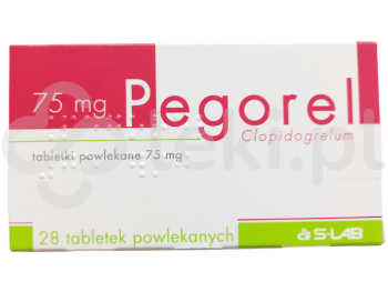 Zdjęcie przedstawia lek na receptę Pegorel, tabletki powlekane, 75 mg.