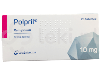 Zdjęcie przedstawia lek na receptę Polpril, tabletki, 10 mg.