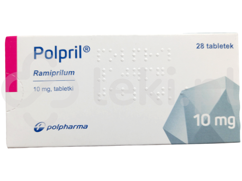 Zdjęcie przedstawia lek na receptę Polpril, tabletki, 10 mg.