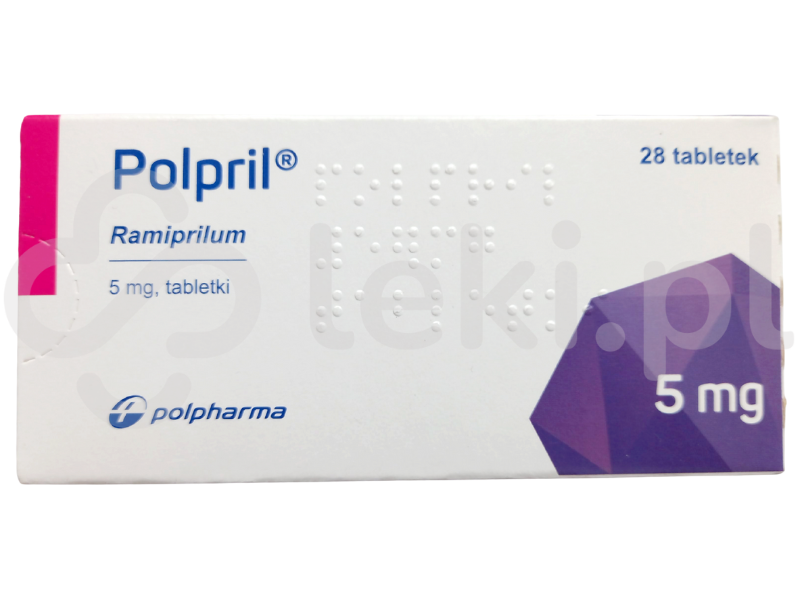 Zdjęcie przedstawia lek na receptę Polpril, tabletki, 5 mg.