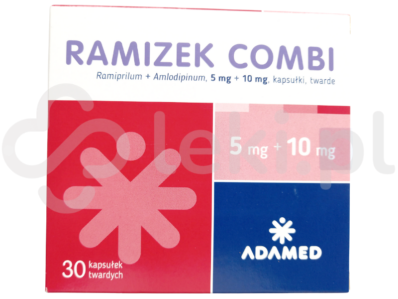 Zdjęcie przedstawia lek na receptę Ramizek Combi, kapsułki twarde, 5 mg + 10 mg.