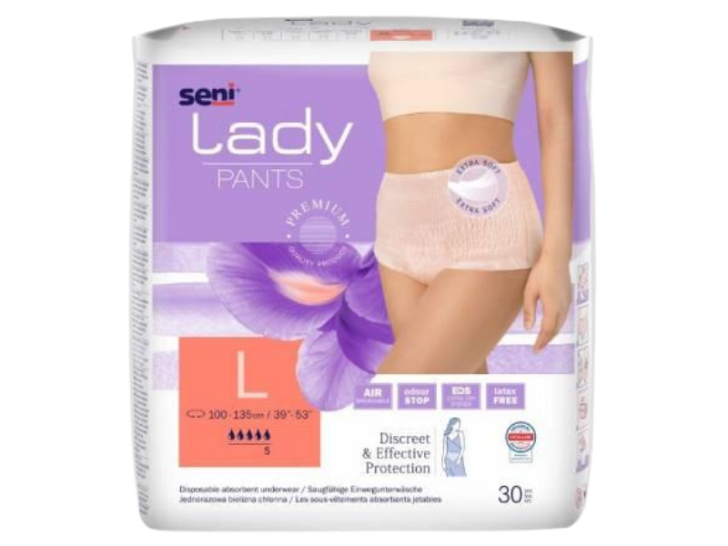 Zdjęcie przedstawia wyrób medyczny SENI Lady Pants Majtki Chłonne, środki chłonne.