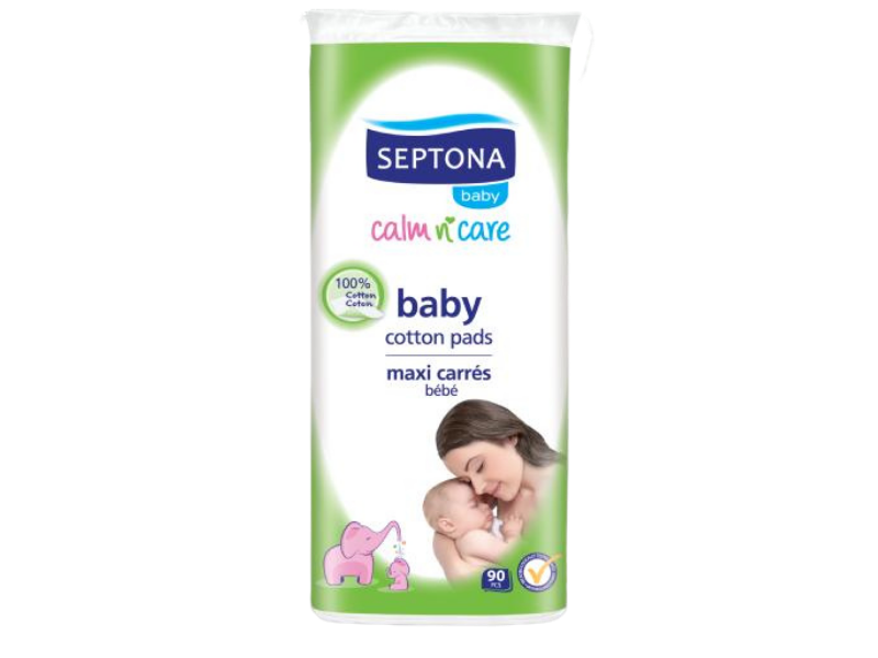 Zdjęcie przedstawia dermokosmetyk SEPTONA Baby płatki kosmetyczne dla dzieci.