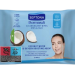 SEPTONA Dermasoft Oczyszczające chusteczki nawilżane z wodą kokosową do twarzy i oczu