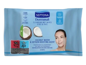 Zdjęcie produktu SEPTONA Dermasoft Oczyszczające chusteczki nawilżane z wodą kokosową do twarzy i oczu