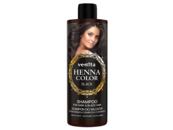 Zdjęcie przedstawia kosmetyk VENITA Henna Color Szampon do włosów w odcieniach ciemnych i czarnych - Black.