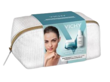Zdjęcie przedstawia kosmetyk VICHY MINERAL 89 Zestaw lekki krem nawilżająco-odbudowujący 72h + fluid przeciw fotostarzeniu się skóry SPF50+, krem + fluid.