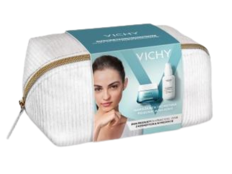 Zdjęcie przedstawia kosmetyk VICHY MINERAL 89 Zestaw lekki krem nawilżająco-odbudowujący 72h + fluid przeciw fotostarzeniu się skóry SPF50+, krem + fluid.
