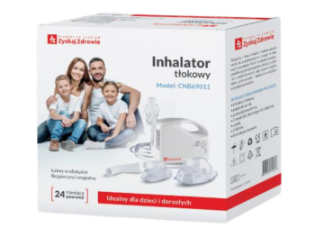 Zdjęcie przedstawia wyrób medyczny ZYSKAJ ZDROWIE Inhalator tłokowy CNB69011, inhalator/nebulizator.
