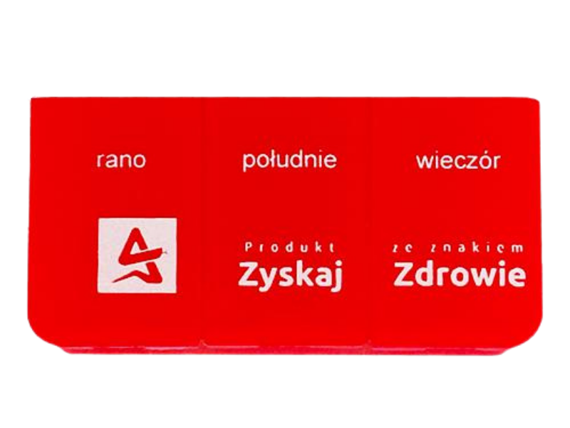 Zdjęcie przedstawia wyrób medyczny ZYSKAJ ZDROWIE kasetka do dawkowania leków dzienna.