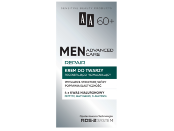 Zdjęcie przedstawia kosmetyk AA Men Advanced Care Repair 60+ regenerująco-wzmacniający, krem.