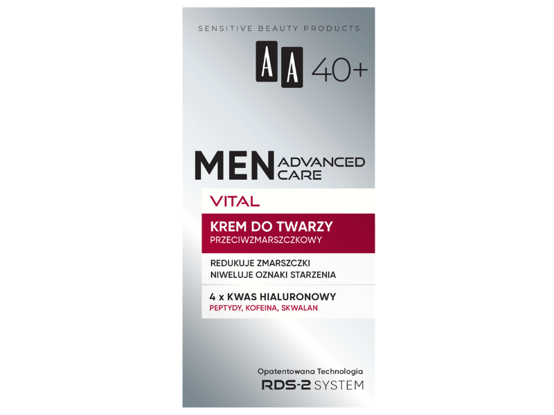 Zdjęcie przedstawia kosmetyk AA Men Advanced Care Vital 40+, krem.