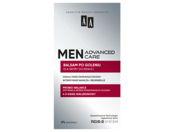 Zdjęcie przedstawia kosmetyk AA Men Advanced Care po goleniu dla skóry dojrzałej, balsam.