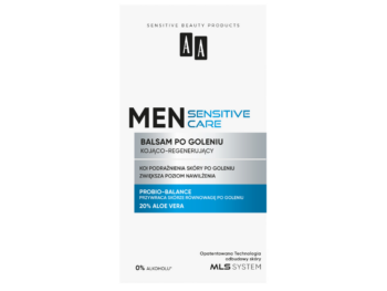 Zdjęcie przedstawia kosmetyk AA Men Sensitive kojąco-regenerujący, balsam.