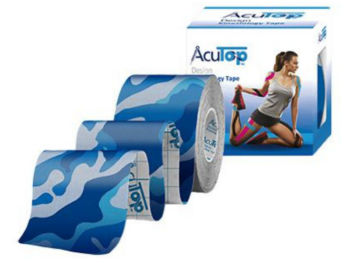 Zdjęcie przedstawia sprzęt medyczny AcuTop Design Kinesiology Tape Blue camo, taśma kinezjologiczna.