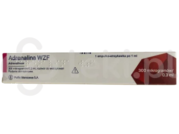 Zdjęcie produktu Adrenalina WZF, roztwór do wstrzykiwań, 300 μg/0,3 ml