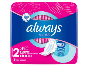 Zdjęcie przedstawia wyrób medyczny Always Ultra Super ze skrzydełkami, podpaski.