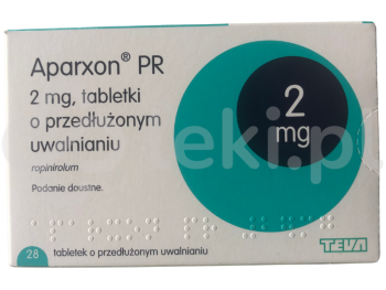 Zdjęcie przedstawia lek na receptę Aparxon PR, tabletki o przedłużonym uwalnianiu, 2 mg.