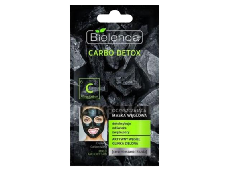 Zdjęcie przedstawia kosmetyk BIELENDA CARBO DETOX oczyszczająca maska węglowa do cery mieszanej i tłustej.