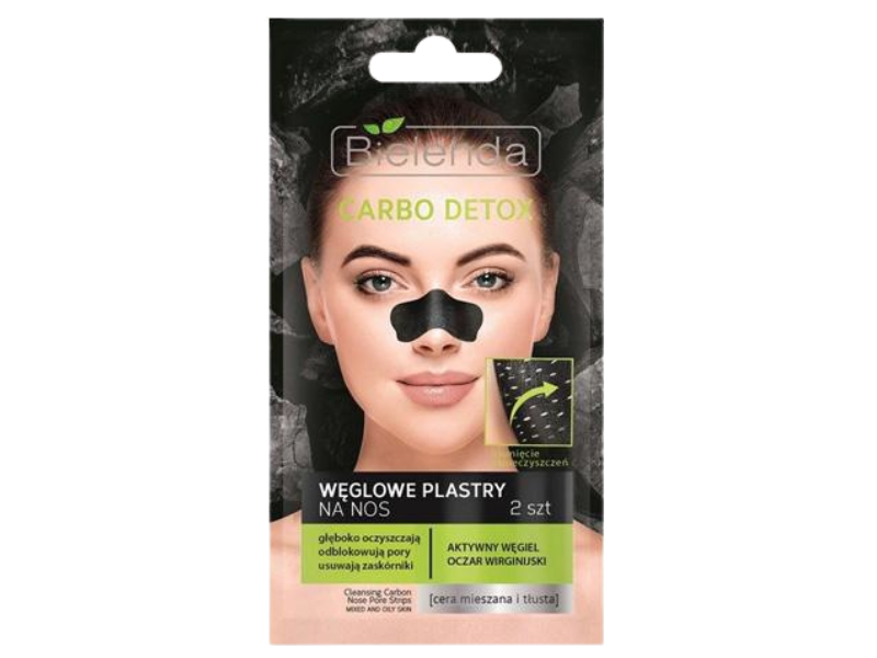 Zdjęcie przedstawia kosmetyk BIELENDA CARBO DETOX plastry węglowe na nos, plaster.