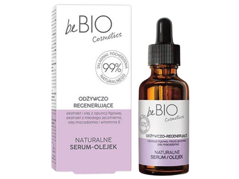 Zdjęcie przedstawia kosmetyk BeBio Naturalnie serum-olejek odżywczo-regenerujące.