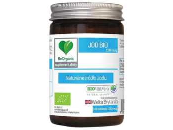 Zdjęcie przedstawia suplement diety BeOrganic Jod BIO, tabletki, 150 µg.