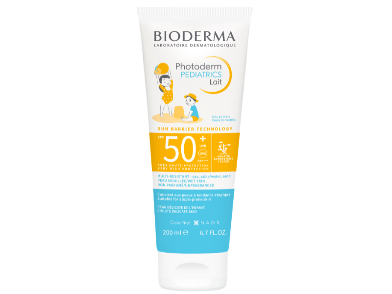 Zdjęcie przedstawia dermokosmetyk Bioderma Photoderm Pediatrics Lait, mleczko.
