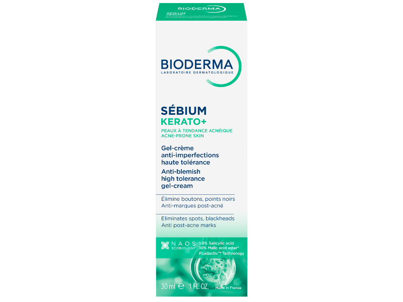 Zdjęcie przedstawia dermokosmetyk Bioderma Sebium Kerato+, żel-krem.