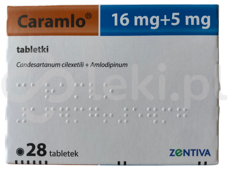 Zdjęcie przedstawia lek na receptę Caramlo, tabletki, 16 mg + 5 mg.