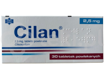 Zdjęcie przedstawia lek na receptę Cilan, tabletki powlekane, 2,5 mg.