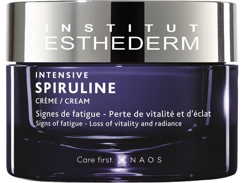 Zdjęcie przedstawia dermokosmetyk Esthederm Intensive Spiruline skoncentrowany krem ze spiruliną o działaniu ujędrniającym i regenerującym