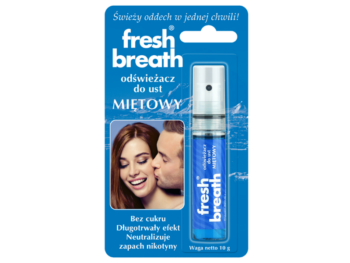 Zdjęcie przedstawia kosmetyk FRESH BREATH Odświeżacz do ust miętowy, spray.