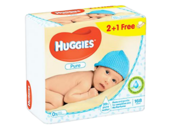 Zdjęcie przedstawia kosmetyk HUGGIES PURE, chusteczki.