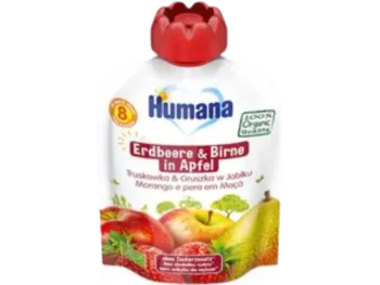 Zdjęcie produktu HUMANA 100% ORGANIC, smak jabłko-gruszka-truskawka, po 8 miesiącu, mus