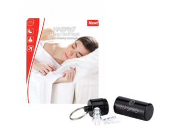Zdjęcie przedstawia wrób medyczny Haspro Sleep EarPlugs do spania i odpoczynku, zatyczki.