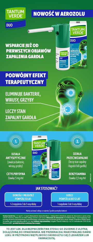 Zdjęcie przedstawia rich content Tantum Verde Duo, aerozol do stosowania w jamie ustnej‚ roztwór - rich content mobile.