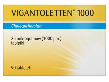 Zdjęcie przedstawia lek bez recepty Vigantoletten 1000, tabletki, 0,025 mg.