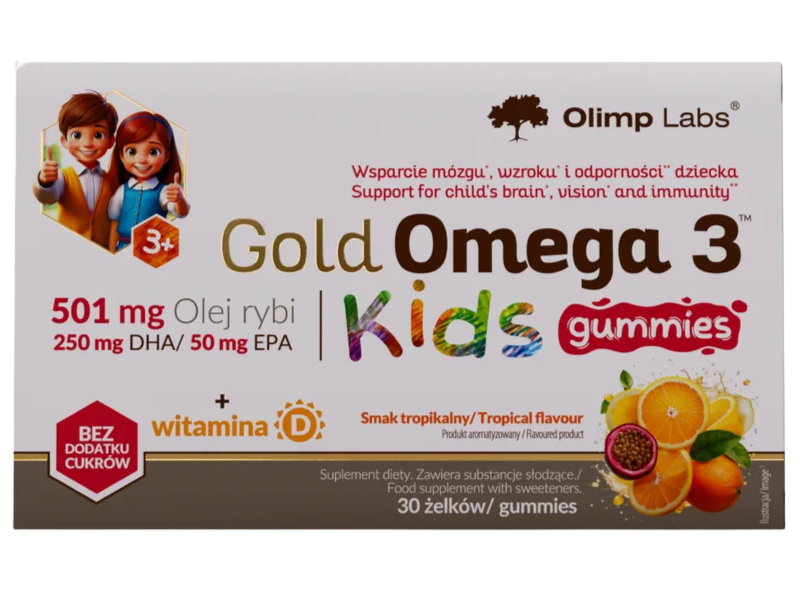 Zdjęcie przedstawia suplement diety Olimp Gold Omega 3 Kids Gummies , żelki.