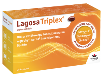 Zdjęcie przedstawia suplement diety Lagosa Triplex, kapsułki.
