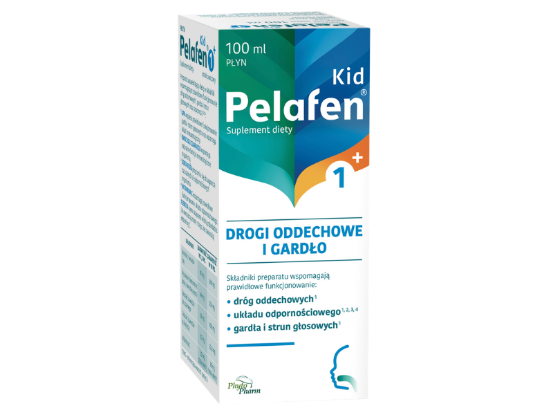 Zdjęcie przedstawia wyrób medyczny Pelafen Kid 1+, płyn.