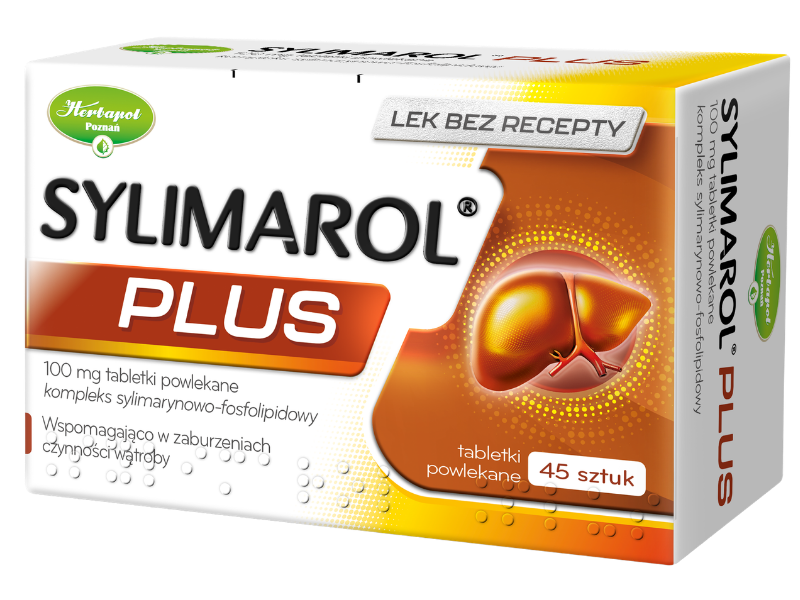 Zdjęcie przedstawia lek bez recepty Sylimarol Plus, tabletki powlekane, 100 mg