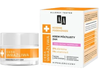 Zdjęcie produktu AA Cera wrażliwa krem półtłusty do każdego rodzaju cery 24h bezzapachowy